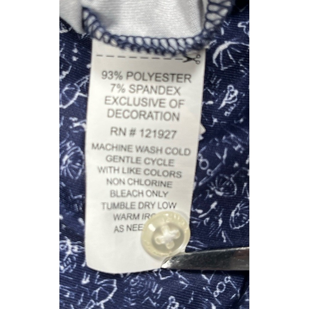 Johnnie-O Mens Large Performance Polo Shirt Navy Blue Beach Surfer UPF 50 Golf - Picture 8 of 8